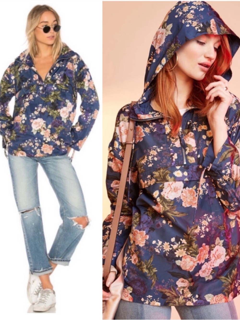 LPA X Revolve Jacket 360 Hoodie Windbreaker Waterproof Floral Blue Bohemian